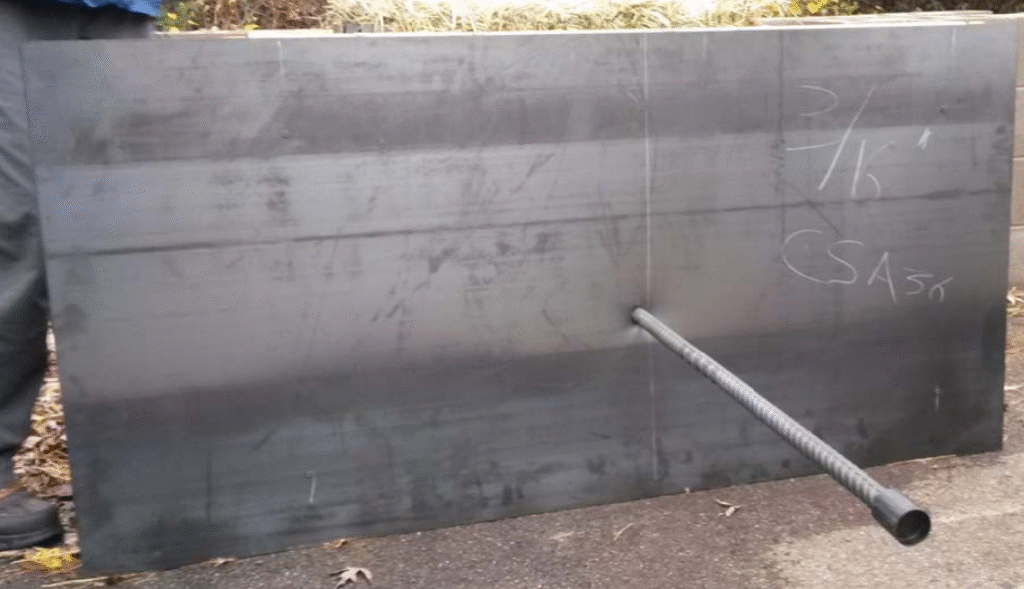 Rebar Impact on 3/16" Steel Plate