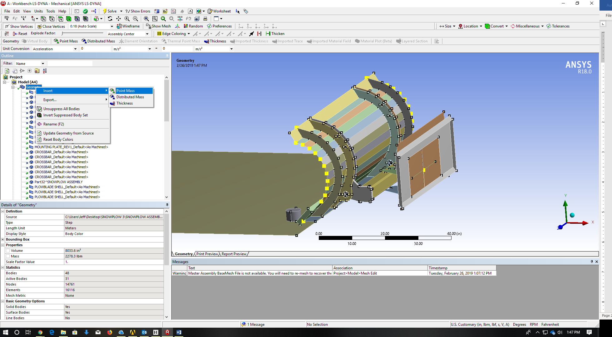 Adding a Point Mass in ANSYS